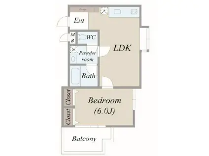 オークヴィラ(1LDK/1階)の間取り写真