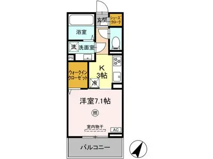 CREAS(1K/3階)の間取り写真