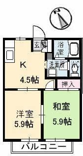 ラメール(2K/2階)の間取り写真
