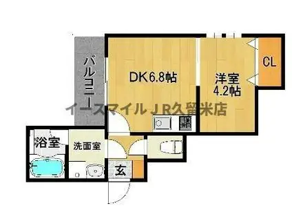 CHERIM試験場前(1DK/1階)の間取り写真