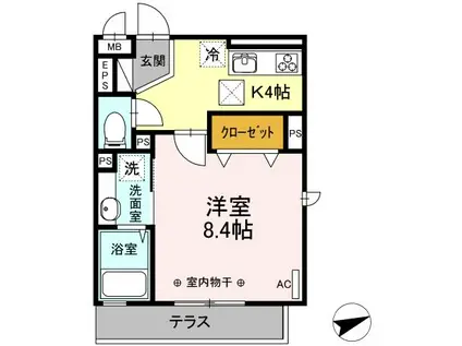 ラ・カーサ(1K/1階)の間取り写真