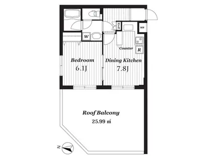 ディナスカーラ清澄白河(1DK/7階)の間取り写真