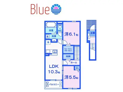 レジデンス 湘南(2LDK/2階)の間取り写真