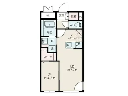 アルファスクエア平岸イースト(1LDK/2階)の間取り写真