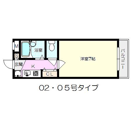 グランパレ塚口(1K/3階)の間取り写真