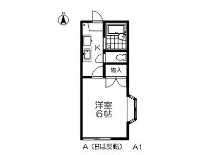 ビレッジ柏木(1K/1階)の間取り写真
