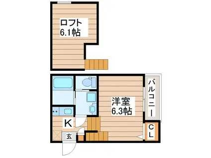 OTIAT(1K/2階)の間取り写真