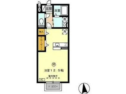 マグノリアヒルズ(ワンルーム/2階)の間取り写真