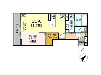 ディールームCVIII(1LDK/2階)の間取り写真