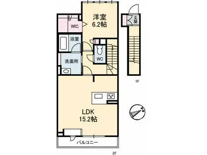リバーフォレスト五日市(1LDK/2階)の間取り写真