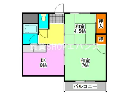 昭和コーポ谷津C棟(2DK/2階)の間取り写真
