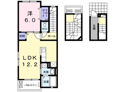 メゾン・ソレイユII(1LDK/3階)の間取り写真