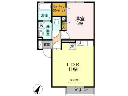 グッドラック高平(1LDK/2階)の間取り写真