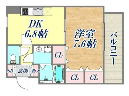 サイレンスⅠ(1DK/3階)の間取り写真