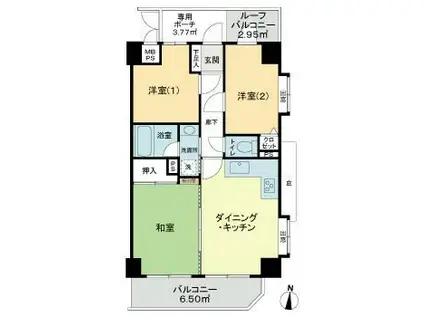 ライオンズプラザ東向島(3DK/2階)の間取り写真