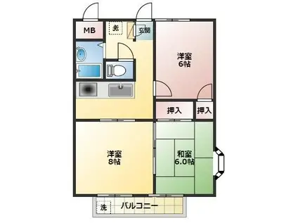 ホワイトハウス(3DK/3階)の間取り写真