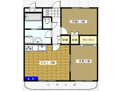 マンションTNK(2DK/1階)の間取り写真