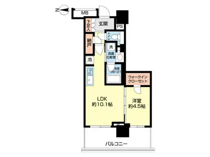 プラウドタワー亀戸クロス ゲートタワー(1LDK/7階)の間取り写真