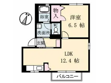 リッシュ良庵 II棟(1LDK/1階)の間取り写真