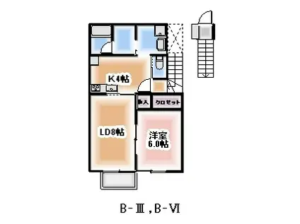 リンクス平窪II(2K/2階)の間取り写真