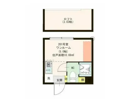 ハーモニーテラス上井草(ワンルーム/2階)の間取り写真