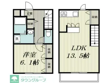 カサベルテ(1LDK/1階)の間取り写真