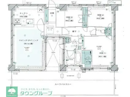 ヴェレーナ玉川学園前(3LDK/6階)の間取り写真
