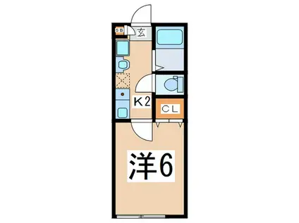 カーサヴィスタリア杉田(1K/1階)の間取り写真