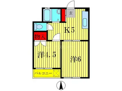 マンション戸部(2DK/2階)の間取り写真