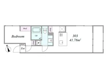 THE TRIAS205(1K/2階)の間取り写真