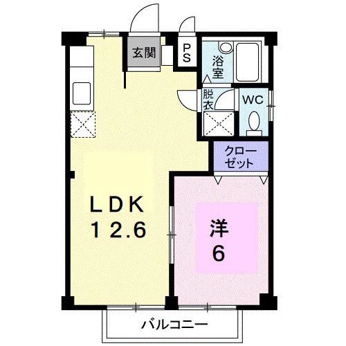 シティハイツ四軒家(1LDK/2階)の間取り写真