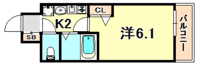エステムコート神戸西II(1K/4階)の間取り写真