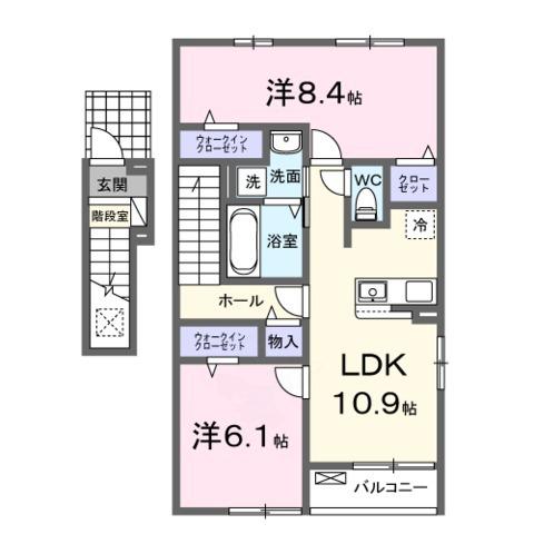 シャイニースカイ(2LDK/2階)の間取り写真