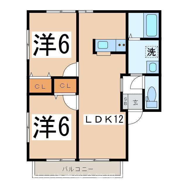 サニーコート B(2LDK/1階)の間取り写真