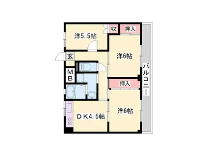 ビレッジハウス尾上(3DK/3階)の間取り写真