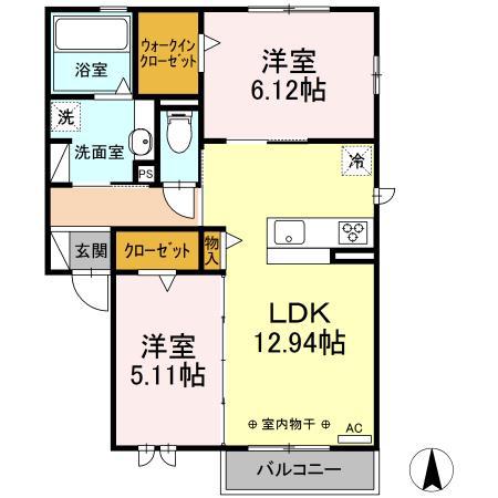 セジュールコルザック(2LDK/2階)の間取り写真