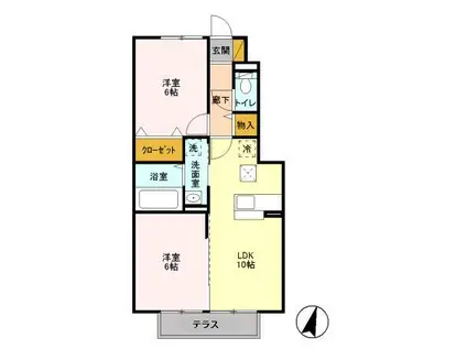 クレールアイキョウC(2LDK/1階)の間取り写真
