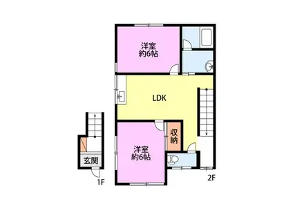 サンフラワー黄金(2DK/2階)の間取り写真