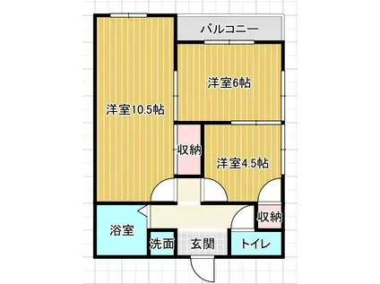 ニューパレス岡II(2DK/2階)の間取り写真