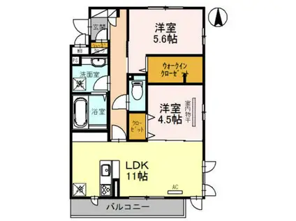 BLANC CLOCHE(2LDK/1階)の間取り写真