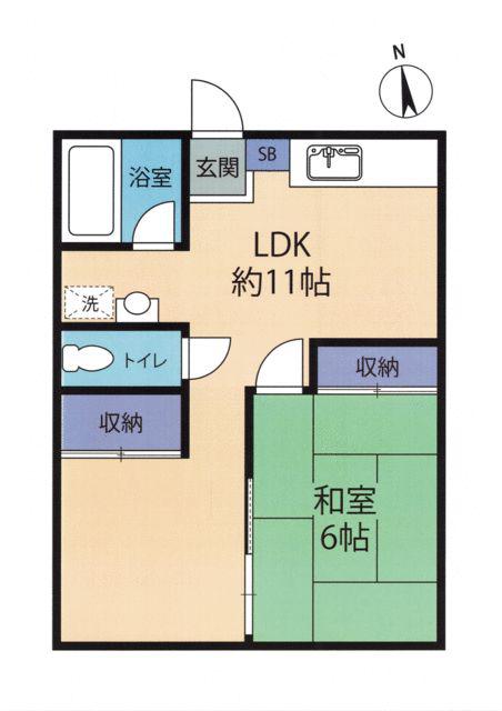 小川コーポ(1LDK/1階)の間取り写真