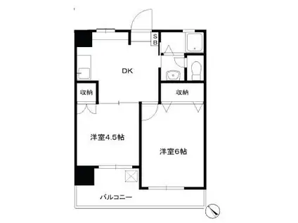 第1不二ハイツ(2DK/6階)の間取り写真
