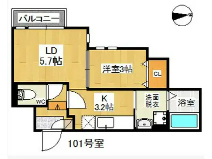 GRANDTIC ESPERANZAII(1LDK/1階)の間取り写真