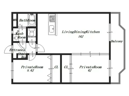 BARONESSAII(2LDK/3階)の間取り写真