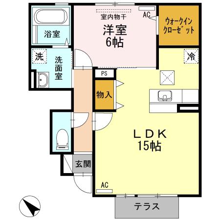 ラポール山路(1LDK/1階)の間取り写真