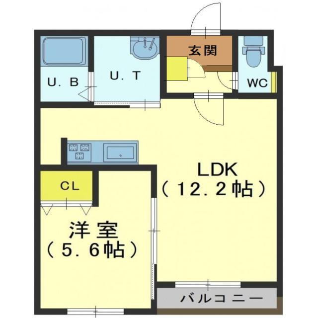 インフィニティ松陰(1LDK/4階)の間取り写真