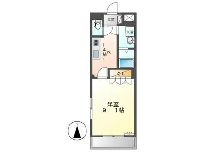 パルティール(1K/1階)の間取り写真