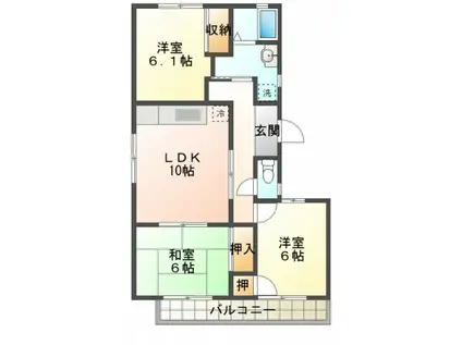 メゾンブリッチコートB(3LDK/2階)の間取り写真
