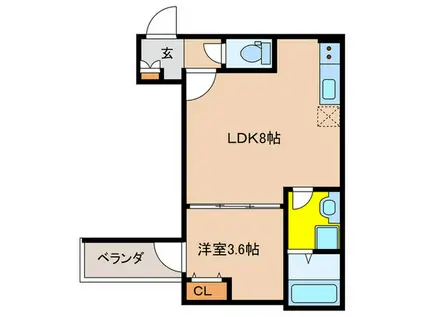 生野区巽南1丁目AP(1LDK/2階)の間取り写真