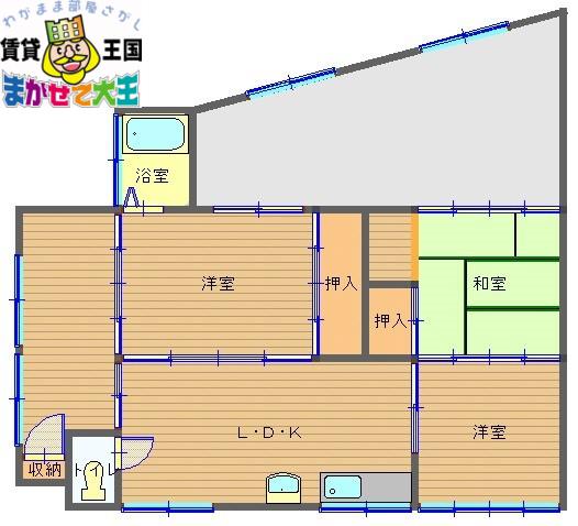 小坂アパート(3SLDK/2階)の間取り写真